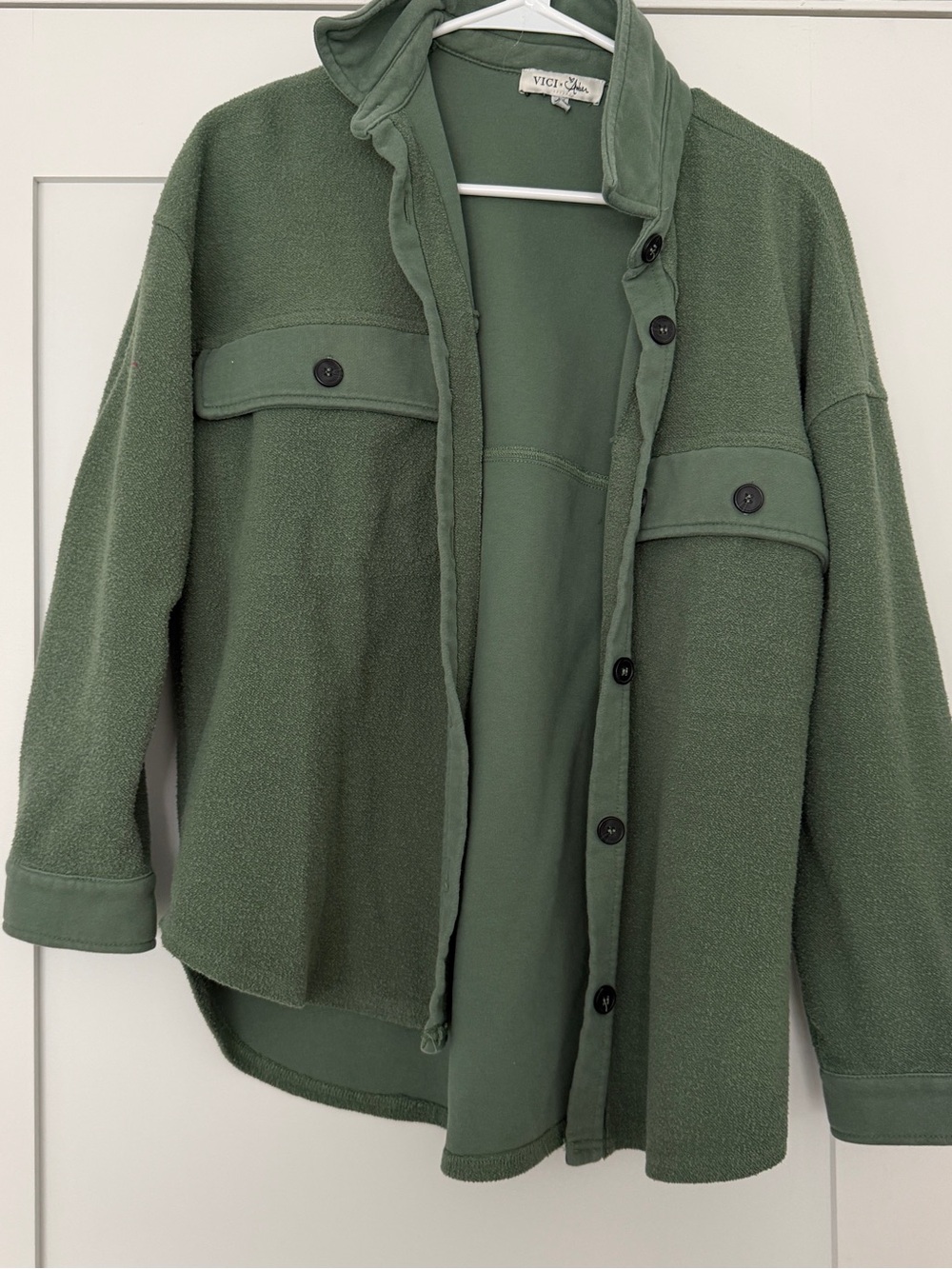 VICI x Amber Women’s Olive Green Fleece Shacket XS Oversized